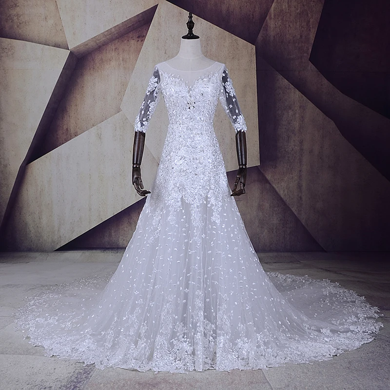 Vestido De Casamento Com Renda короткий рукав кружева свадебные платья Роскошные босоножки Свадебное платье реальные фотографии свадебное платье