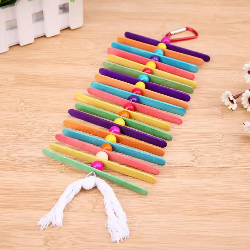 Домашние попугаи игрушечные лошадки красочные деревянные колеса строка попугай