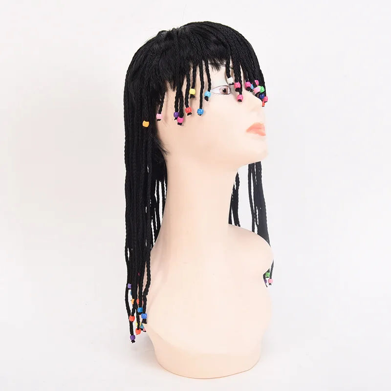 

Halloween Cos Makeup Pirate Indian Nation Wig Bead Stage Wig Long hair Prop Performance Ball Dress Up Roleplay Party Novelty Toy