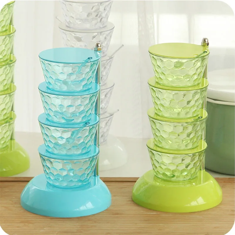 4 слойная модная цветная подставка для приправ с кристаллами вращающаяся на 360