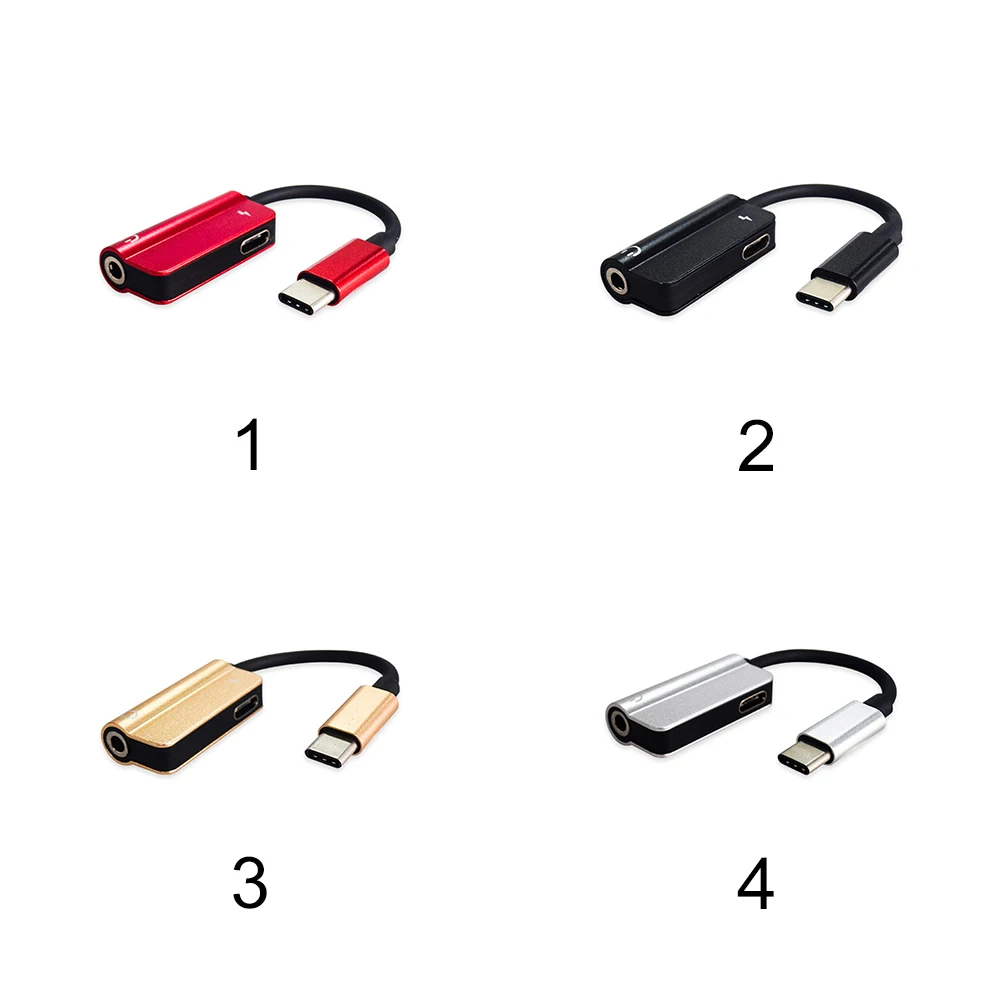 Earphone Round Hole Cool Adapter Alloy Interface Type-C To 3.5mm Jack 2 IN 1 Converter USB C Cable Plating Aux Rust-free |