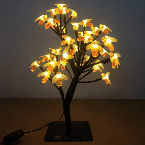 Светодиодный светильник Luminarias, ветви цветущей вишни, пчелы, ночные светильники, настольные лампы, прикроватные, вечерние, свадебные, для дома - Цвет абажура: Warm Light