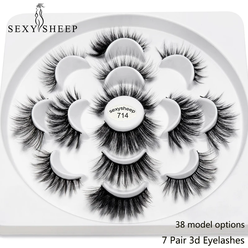 SEXYSHEEP 7 пар 3D норковые ресницы натуральные длинные накладные эффектный объем для