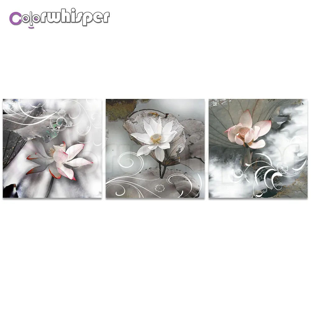 3 шт. Алмазная картина полностью квадратная/круглая дрель цветок лотоса 5D Daimond