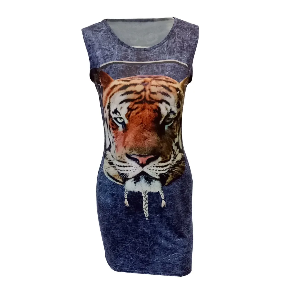 2017 Для женщин пикантные черные сапоги синий животных печати Бандажное платье