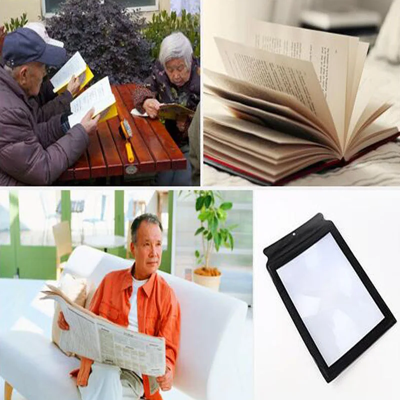

Handheld Black Border Soft Surface Magnifier 1PC A4 Flat PVC Magnifier Plate 3X Book Page Magnification Glass Lens Magnifier