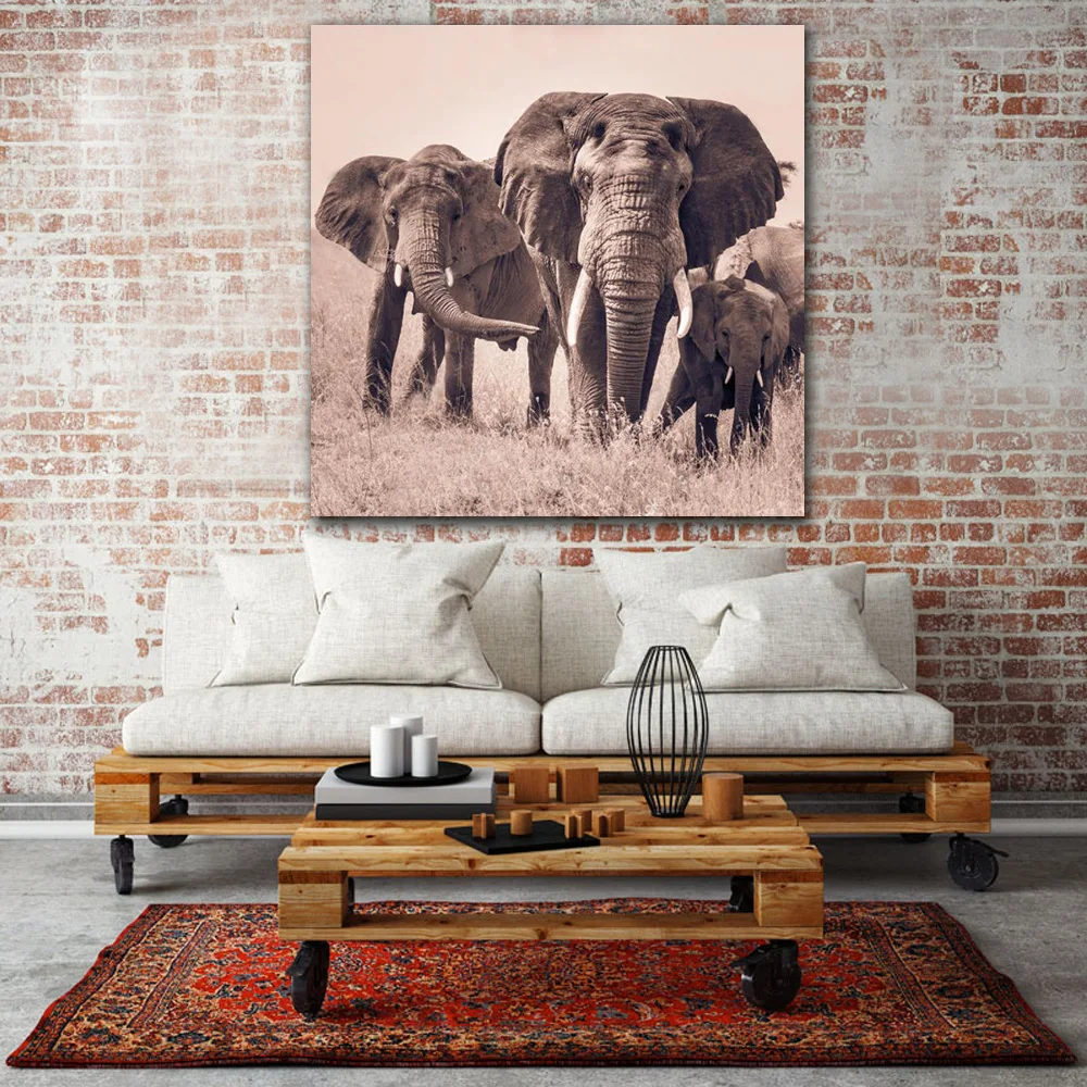 

Embelish HD Print On Canvas Painting For Living Room 1 Pieces Animals Wall Art Posters Elephant Home Decor Framework Pictures