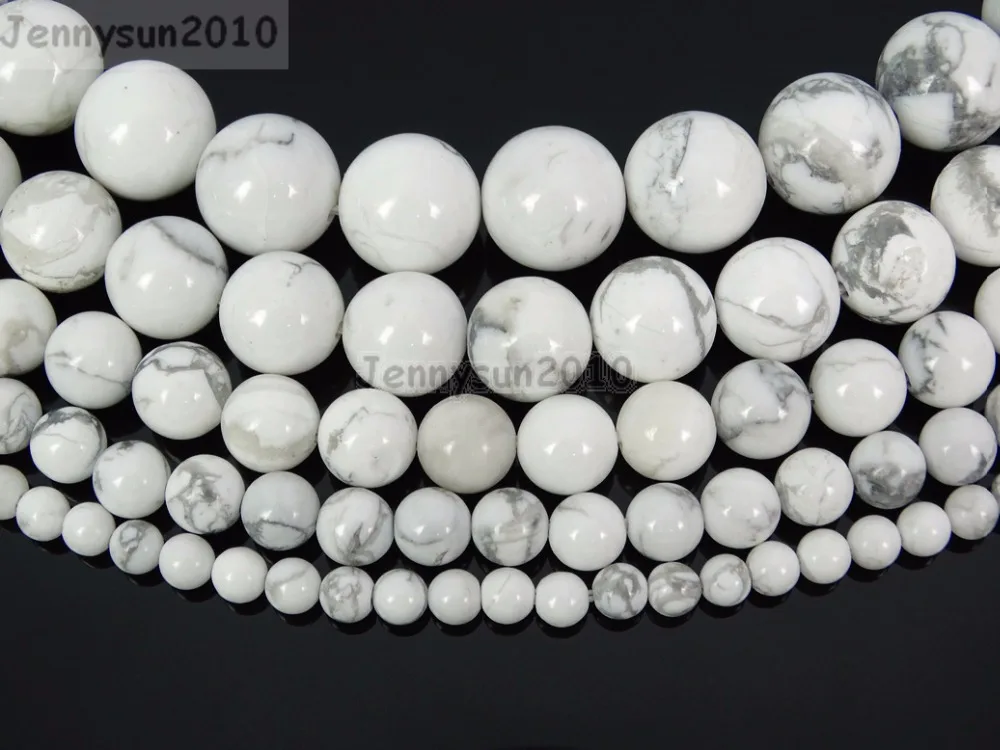 Натуральные белые камни Howlite круглые бусины 2 мм 3 4 6 8 10 12 15 5 дюйма для изготовления
