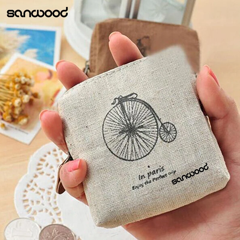 Винтажный женский льняной кошелек с изображением Эйфелевой башни|coin purse|purse minicoin