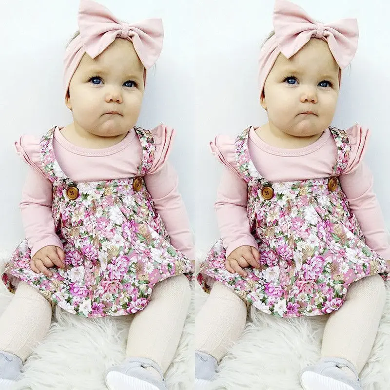 Новинка 2017 брендовая одежда для новорожденных младенцев маленьких девочек Цветочная юбка пачка с ремешками