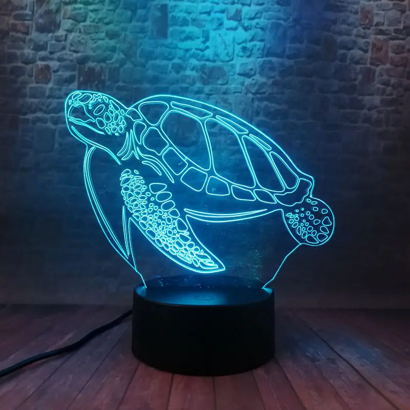 Морская черепаха анимационная фигурка модель 3D иллюзия светодиодный лампа 7