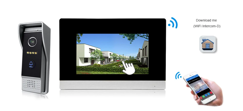 Wifi IP беспроводной видеодомофон домофон дверной звонок Система контроля доступа сенсорный экран Обнаружение движения Поддержка датчик дыма