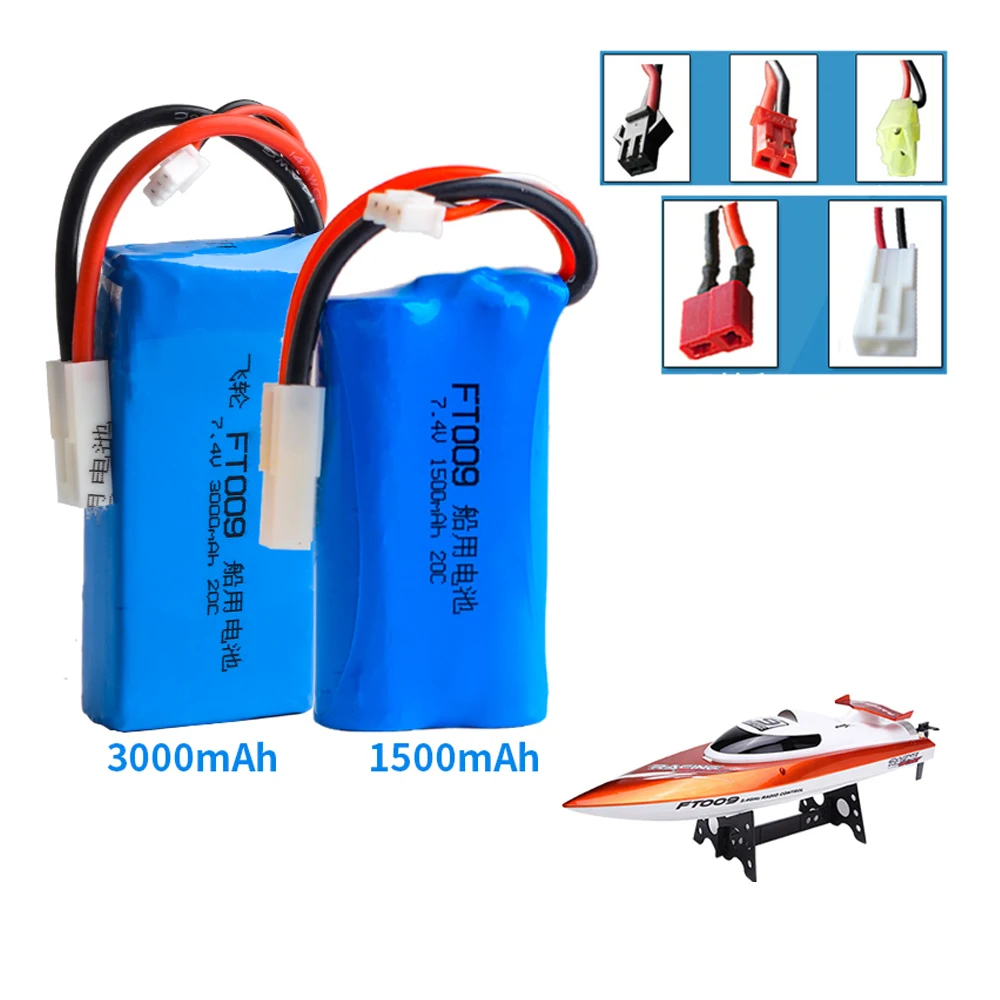 1 шт. 7 4 в 1500 мА/ч 3000 RC Lipo аккумулятор для FT009 батарейка лодки с дистанционным
