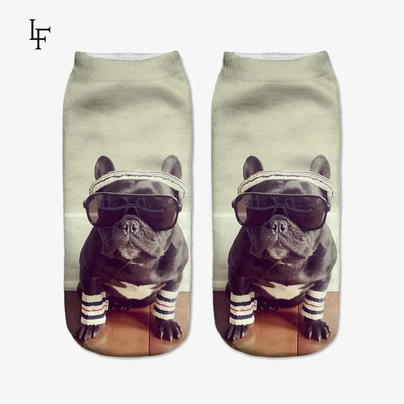 Новые милые носки с 3D принтом бульдога женские короткие носки|low cut ankle socks|socks