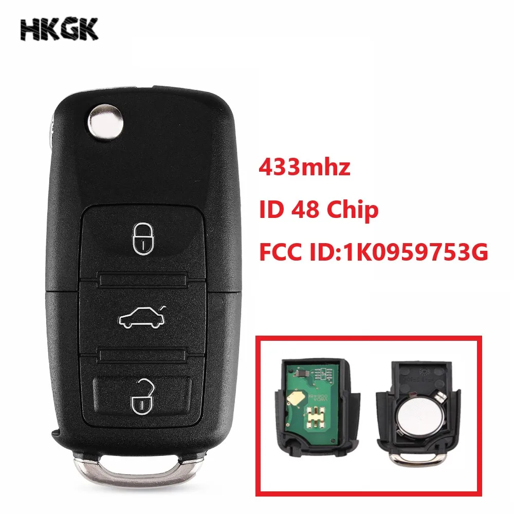 Дистанционный ключ с 3 кнопками 433 МГц ID48 чип для VOLKSWAGEN VW PASSAT B5 B6 Skoda Tiguan Touran GOLF JETTA POLO