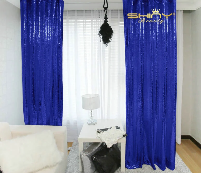 ShinyBeauty 8x8ft 96x96 дюймовые королевские синие шторы для гостиной занавески с