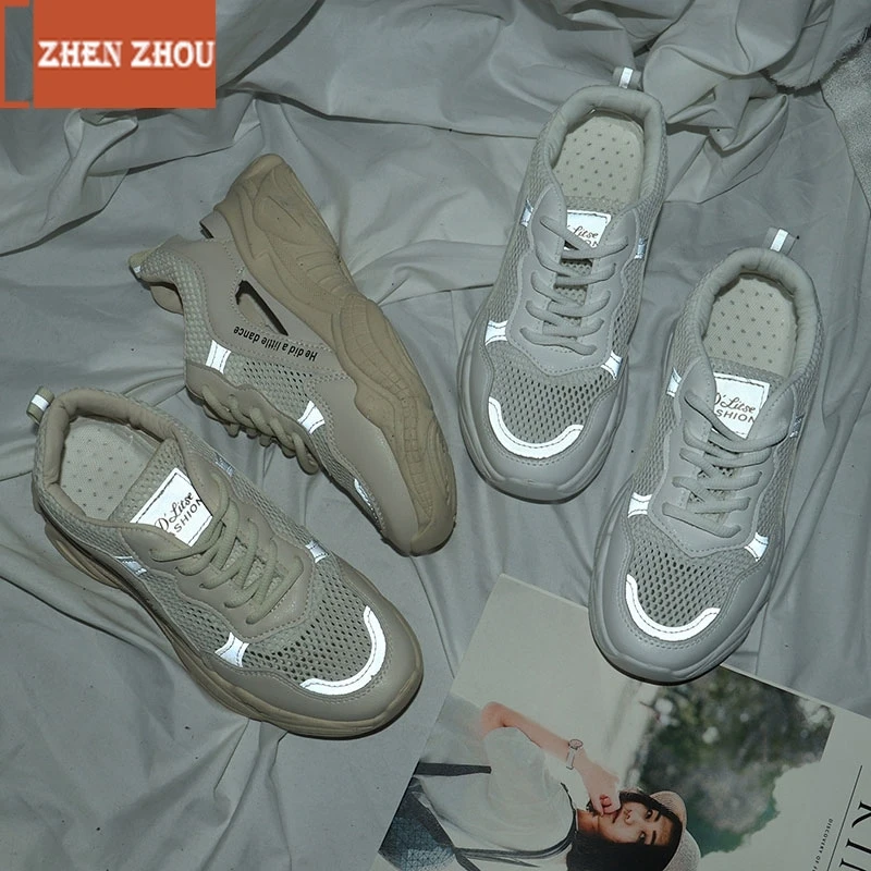 Женские кроссовки на платформе дышащие для прогулок теннисные новинка 2019 | Обувь