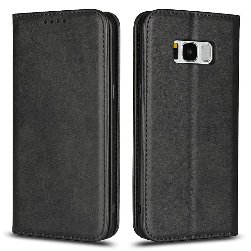 For Samsung Galaxy S8 PU Leather Magnetic Case Calf Grain Wallet case with Card Slots Anti-Knock shell for galaxys8 coque capa | Мобильные