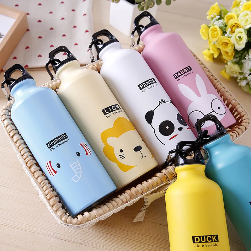 

500ML Cartoon Kids Water Bottle Stainless For School Wide Mouth Travel Portable Sport Cycling Camping Bicycle Hiking Outdoor