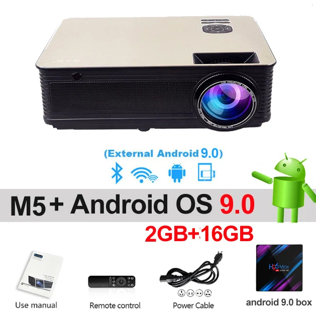 WZATCO Full HD 1080p светодиодный Видеопроектор для домашнего кинотеатра 5500 люмен Android 9,0 WiFi портативный видеопроектор moive Proyector с HDMI USB - Цвет: M5 Android 2G 16G