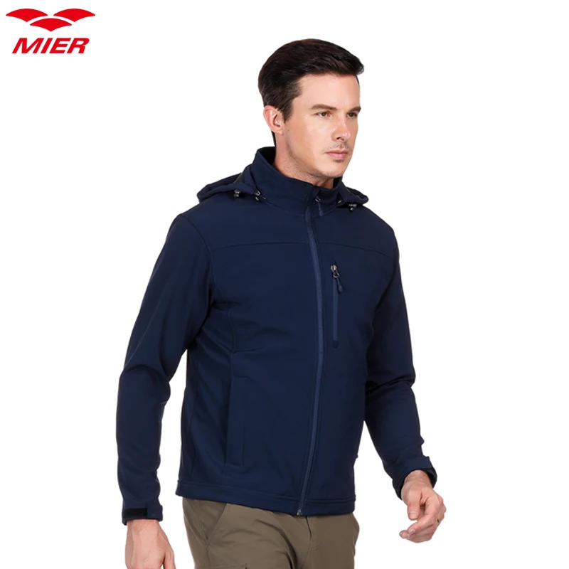 MIER Мужская куртка с капюшоном Softshell флисовая подкладка тактическая Верхняя