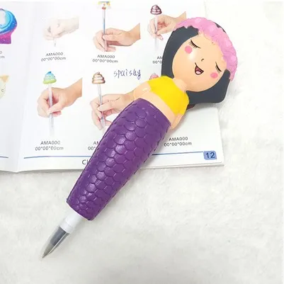 purple mermaid Мягкий Единорог, кот, мороженое, панда, булочка, ручка, колпачок, канцелярский держатель для карандашей, топперы, медленно поднимающиеся, сжимаются, подарок на день детей, игрушка - Цвет: purple mermaid