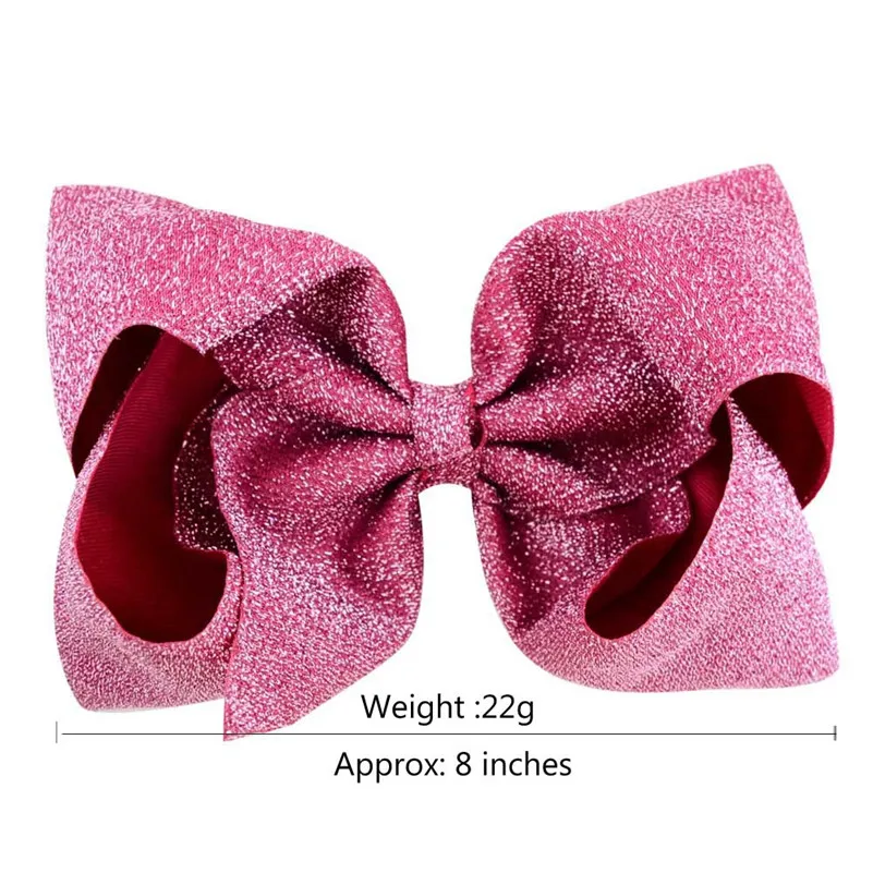 8 Inch Girls Big Bow Hair Clips Shiny Cloth Accessories Alligator Clip Boutique Kids Soild Bling Bowknot Hairpins Headwear | Детская