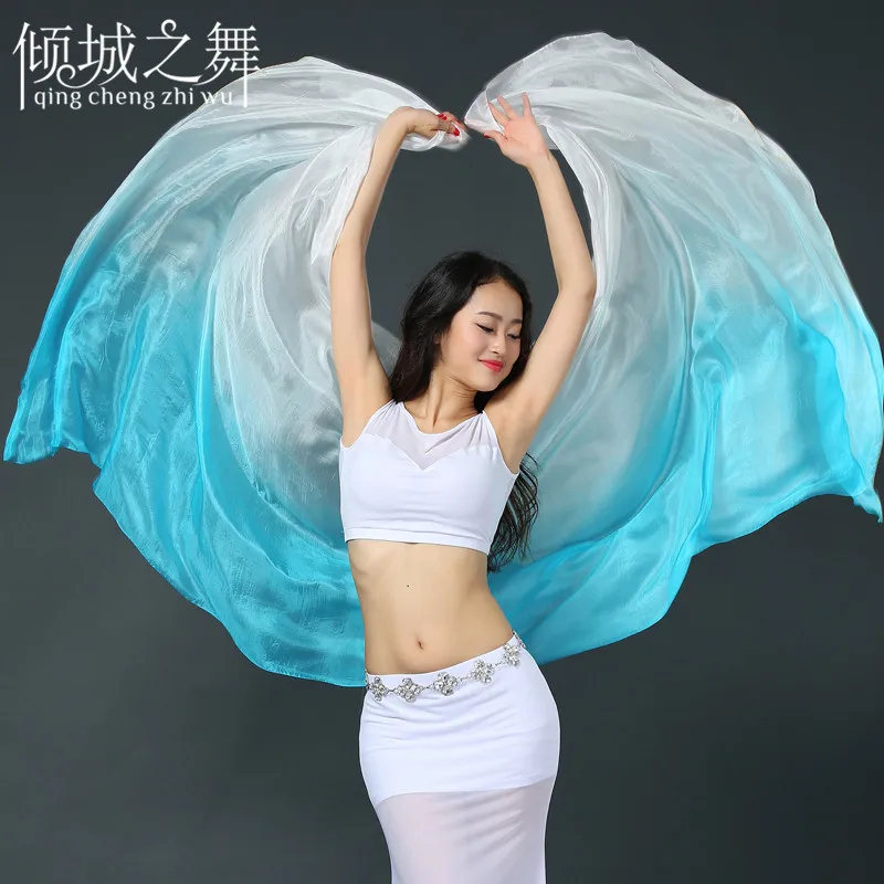 SJ005 100% Silk Women Belly Dance Veil 260x114cm Size Professional Dancing Veils Stage Performance Props | Тематическая одежда и