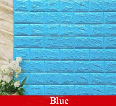 Blue 70*77 см* 6 шт 3D PE пенка, камень, кирпичная панель, Наклейки на стены для детской комнаты, домашний декор, детская безопасная художественная Фреска, самоклеющиеся обои - Цвет: Blue
