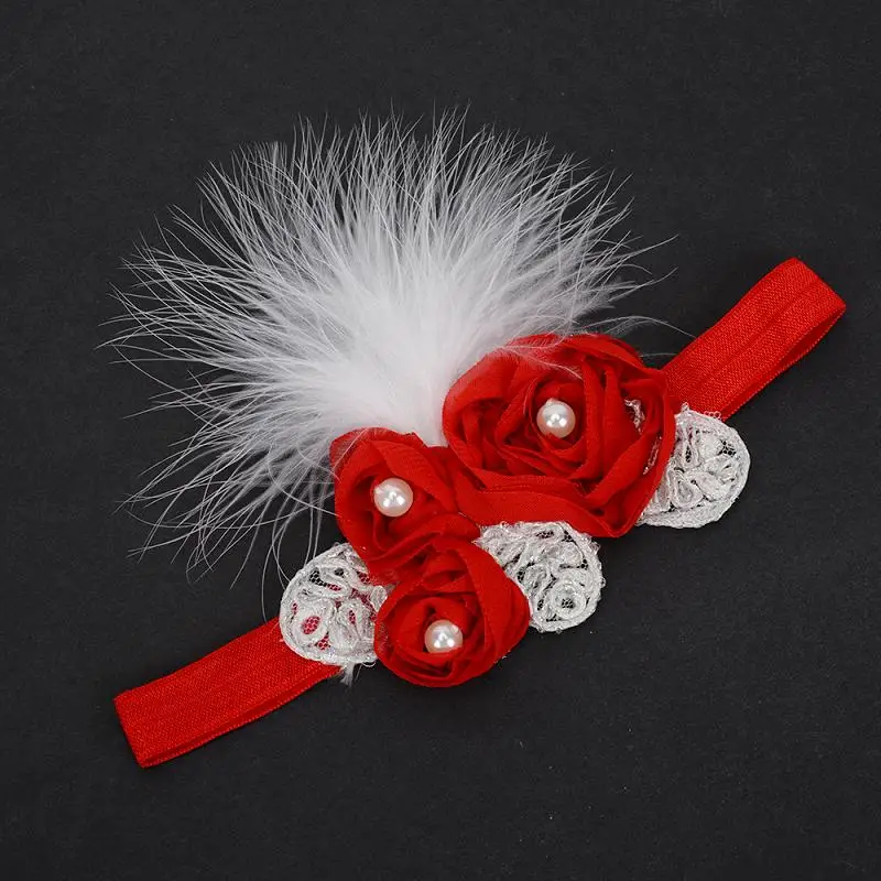 red Yanxian fllower оголовье Перо резинки для волос Обувь для девочек Для женщин Hairband Дети волос Группа Женские аксессуары для волос - Цвет: red