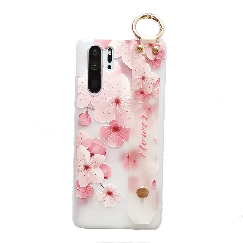 Для huawei P30/pro Peach blossom чехол на запястье полупрозрачный держатель цветы тиснение