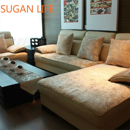 Beige yellow per pic Европейский стиль, фиолетовые, синие, бежевые Бархатные чехлы для диванов, Плюшевые Чехлы, чехлы для диванов, S-291 - Цвет: Beige yellow per pic