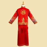 republican period red embroidery groom hanfu wedding costume stage performance or tv play
