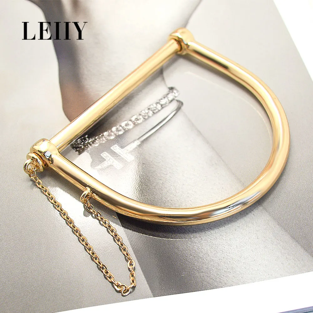 LEIIY минимализм Дизайн золото цвет U Форма безопасности магнит манжета Браслеты