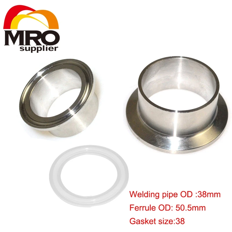 

1 Pair 1-1/2" 38mm Weld on Ferrule Sanitary Pipe Fittings Stainless Steel Pipe Flange SUS SS304 + 1 Pcs Silicone Gasket SWG-38