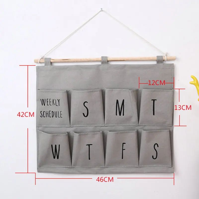46*42cm Linen/Cotton Fabric Over the Door Magazine Storage Bag 8 Pockets Wall Closet Hanging Organizer Case Home Gift | Дом и сад