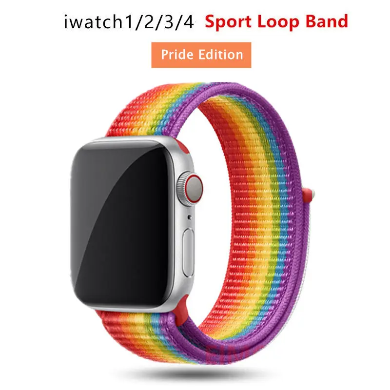 NEW Pride Edition Нейлоновый ремешок для Apple Watch 42 мм 38 мм iWatch 4 ремешка 44 мм 40 мм Браслет спортивная петля ремешок для часов ремень для часов дышащий 5 4 3 2 1 - Цвет ремешка: NEW Pride Edition
