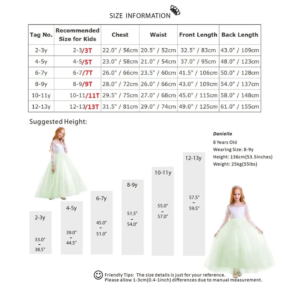 

Elegant Baby Kid Girls Dress Long Sleeve Lace Tulle Trailing Long Dress for Princess Wedding Bridesmaid Dresses for Kids Girls