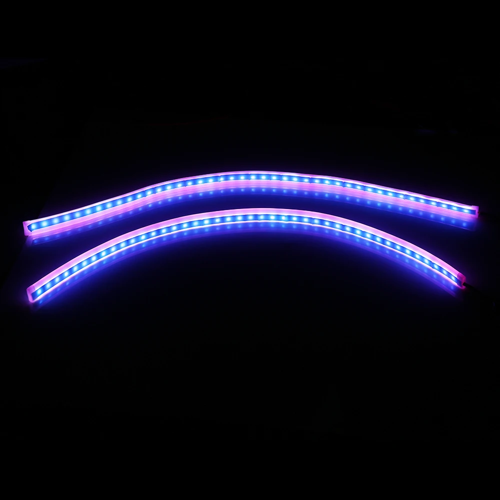 Новинка, RGB, тонкий, последовательный, гибкий светодиодный, DRL, для головы, светильник, Полоска, дневной ходовой светильник, с пультом дистанционного управления, 12 В, RGB, динамический DRL