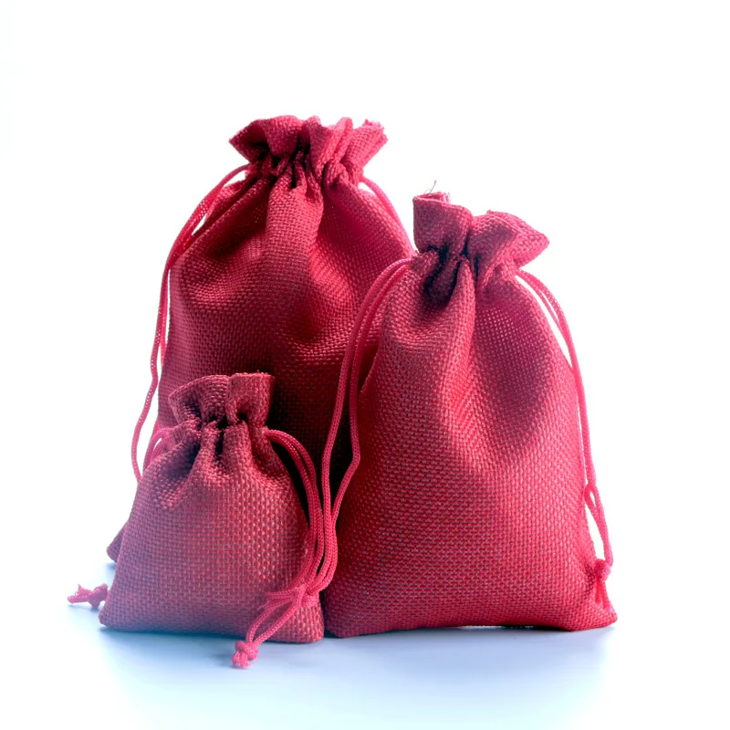 1 Piece(7x9cm) Linen Jute Drawstring Gift Bags Jewelry Packaging Bag Wedding Party Decoration Favors Drawable Gift Bag& Pouche