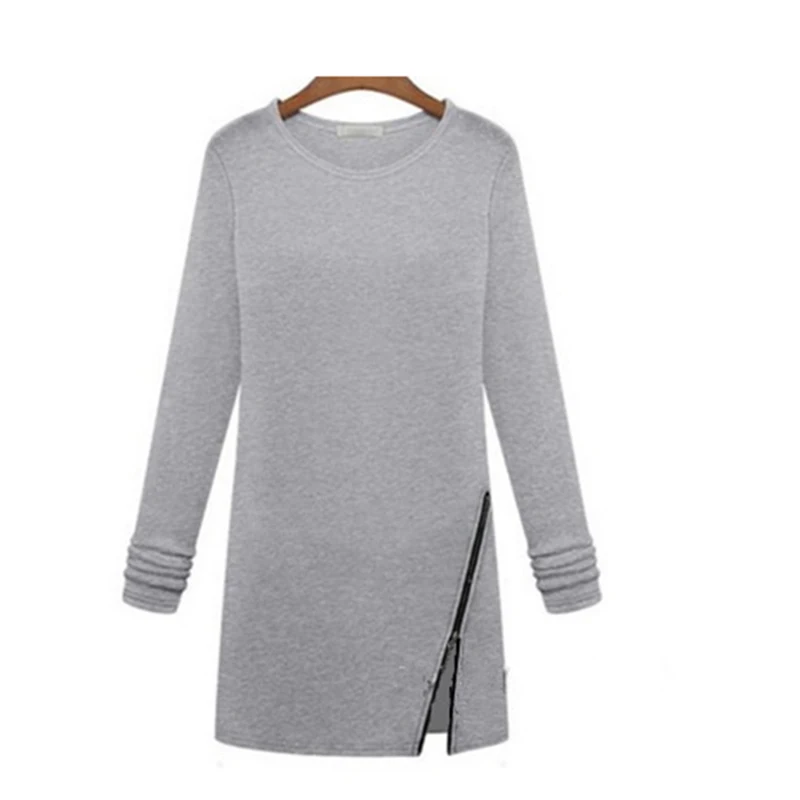 Spring Autumn Casual Thin Sweater Women Sweaters Long Sleeve O Neck Pullovers Female Side Split Sexy Zipper | Женская одежда