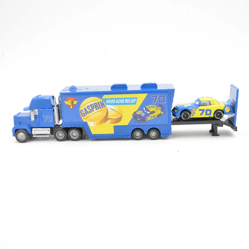 Disney Pixar Cars 2 шт. Lightning Mcqueen No.70 Mack Truck & Dacer 1:55 Литые металлические Легкосплавные и