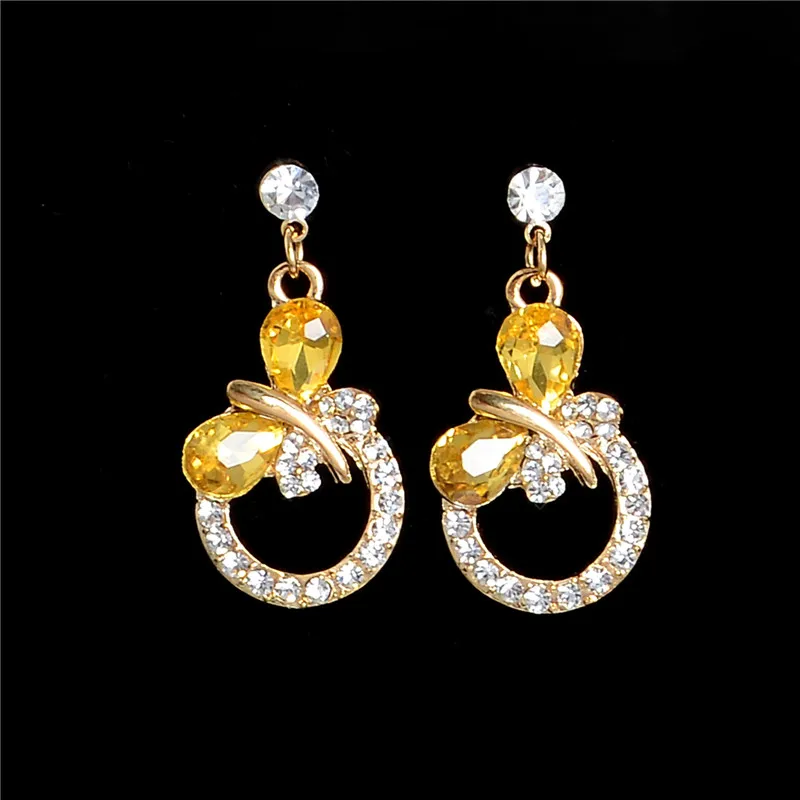 Женский комплект свадебных украшений набор из золотистого золота с желтым