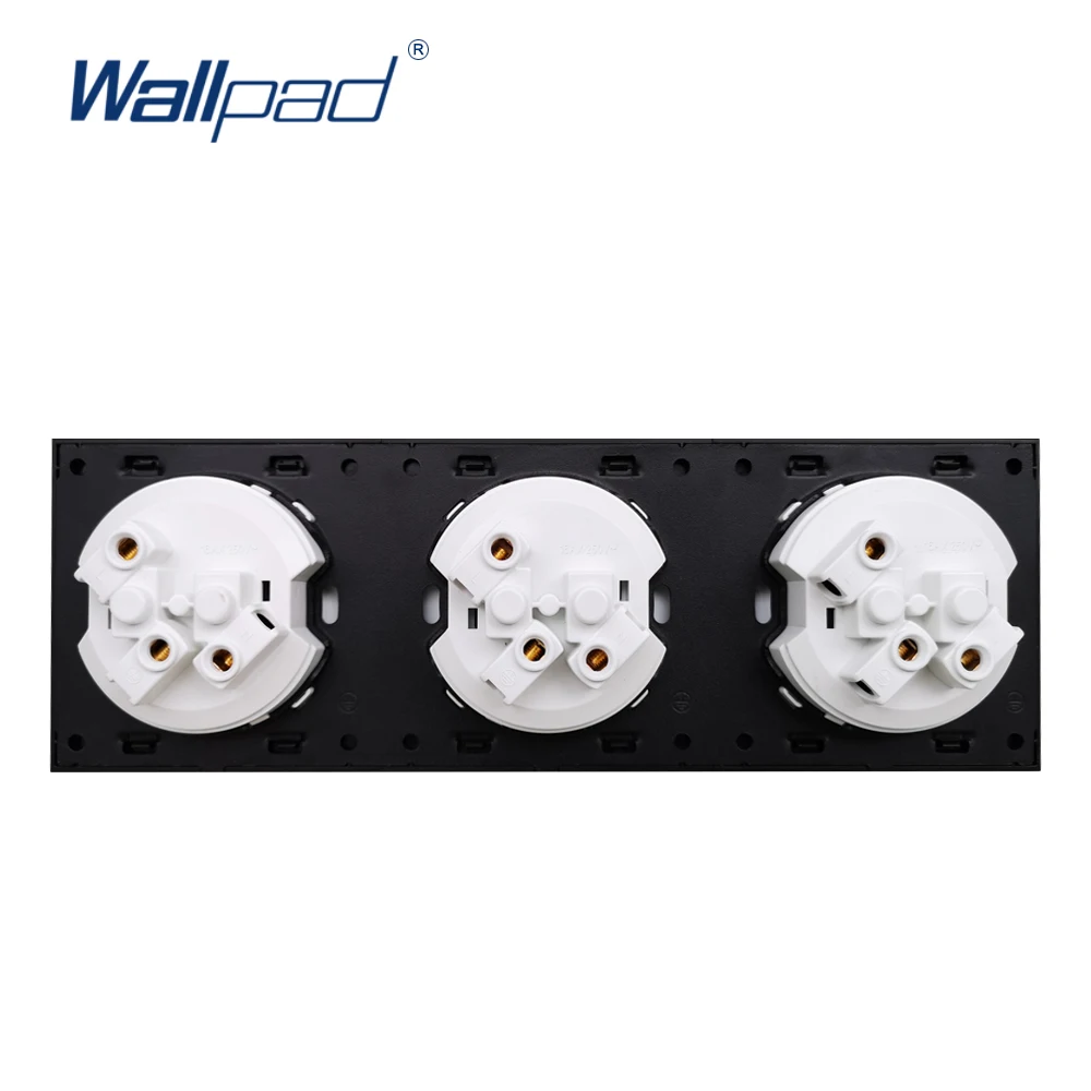 Европейская Тройная настенная розетка Wallpad L6 из черного закаленного стекла