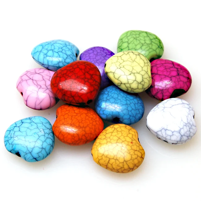 

High quality acrylic Beads 6.5x10mm crackled heart beads,mixed color Cracked heart beads for jewelry supplies,jewelry making