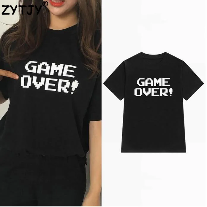 Футболка женская хлопковая с надписью game over|t shirt|women tshirtwomen tshirts cotton |