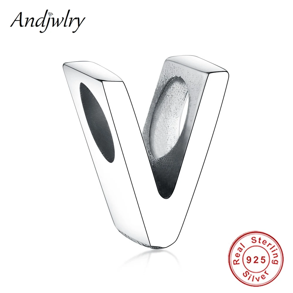 Ajw0320-V Подходит для браслетов Pandora, 925 пробы, серебро, оригинальные шармы от А до Я, бусина с буквой алфавита, сделай сам, изготовление ювелирных изделий, сделай сам, Berloque - Цвет: Ajw0320-V