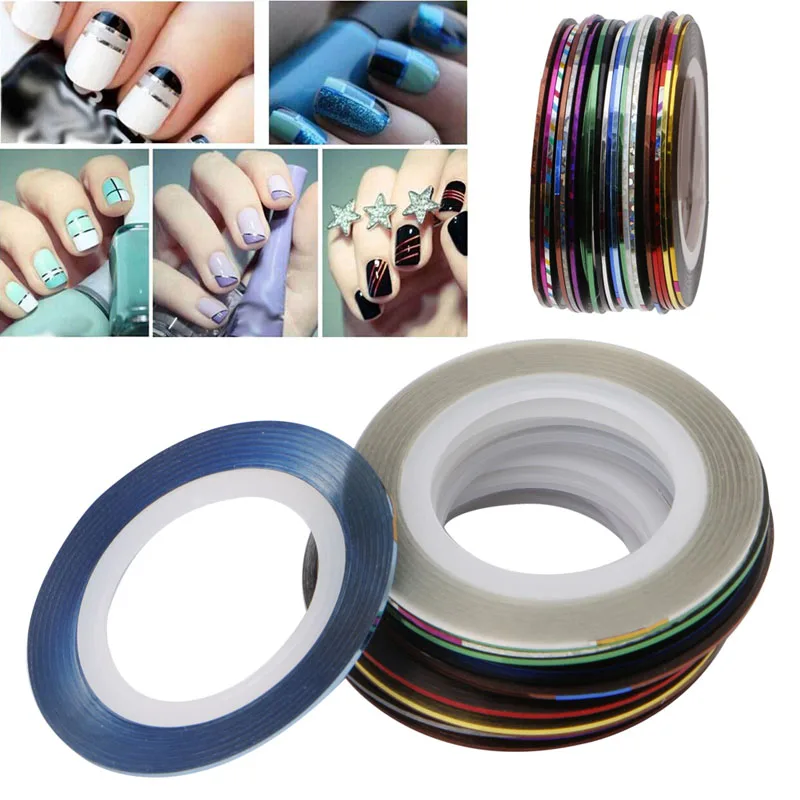 20 шт смешанные цвета Цвет ленту наклейки для ногтей маникюра цвета: золотистый