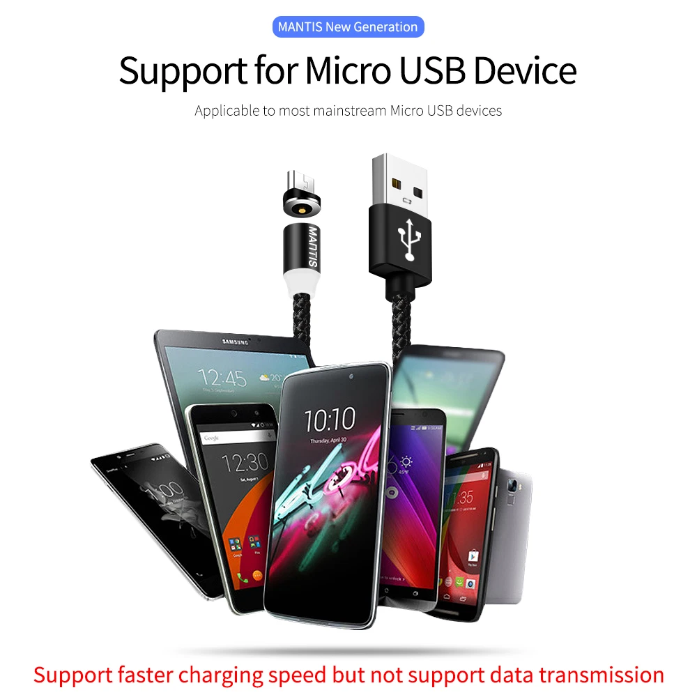 Магнитный кабель MANTIS Micro USB 1 м светодиодный магнит для быстрой зарядки зарядное