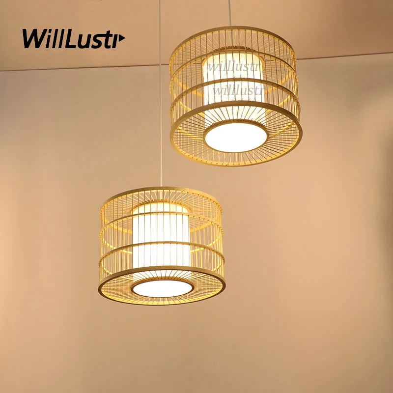 

Bamboo Pendant Light Handmade Patchwork Suspension Lamp Hotel Lounge Restaurant Dining Room Teahouse Zen Wood Hanging Lighting